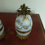 Antique Baccarat Rose Opaline Pair Of Jewel Box Eggs