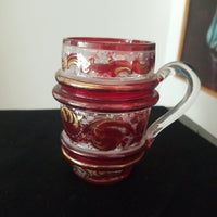 Antique Bohemian Glass Moser Ruby Mug #9508