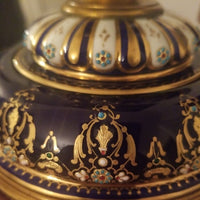 Antique Cobalt Jeweled Sevres Centerpiece