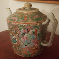 Antique Chinese Porcelain Tea Pot Rose Mandarin Canton