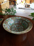 200 Year old Antique Chinese Porcelain Large Bowl - Diamonds Sapphires Rubies Emeralds