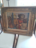 vintage Fernando Botero style oil painting fat boy Signed By Agnelo Miccoli