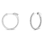 Diamond Hoop Earrings 14K Gold 0.50" Diameter 0.25 Carats