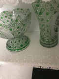 4 Antique Green Bohemian Crystal Vases