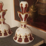 Antique Pair of Bohemian Overlay Moser Perfume Bottles