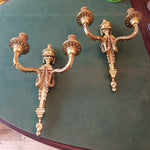 Pair Of Antique EF Caldwell Signed Gold  Sconces