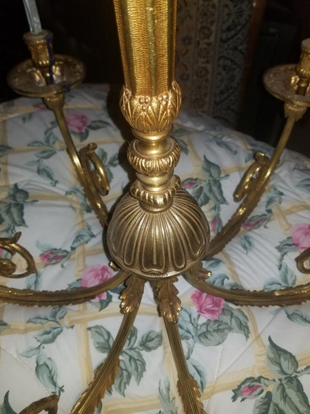 Large Vintage Gilt Bronze French Chandelier