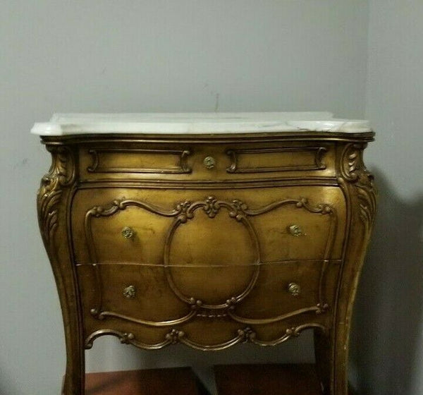Pair of French Commode's with White Marble Tops - Diamonds Sapphires Rubies Emeralds