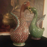 Antique Chinese Enamel Cloisonne Pair Of Ducks