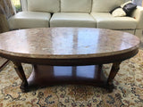 Oval Marble Coffee Table 50" x 26" x 18" - Diamonds Sapphires Rubies Emeralds