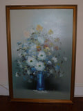 Oil Painting 26" X 38" Large Reseller Floral & Gardens Impressionism Signed - Diamonds Sapphires Rubies Emeralds